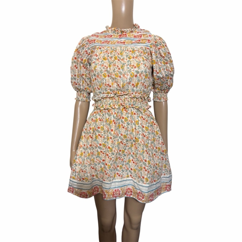 Cleobella cottage core Cream Mini Dress with Multicolor Floral Print - Picture 2 of 8